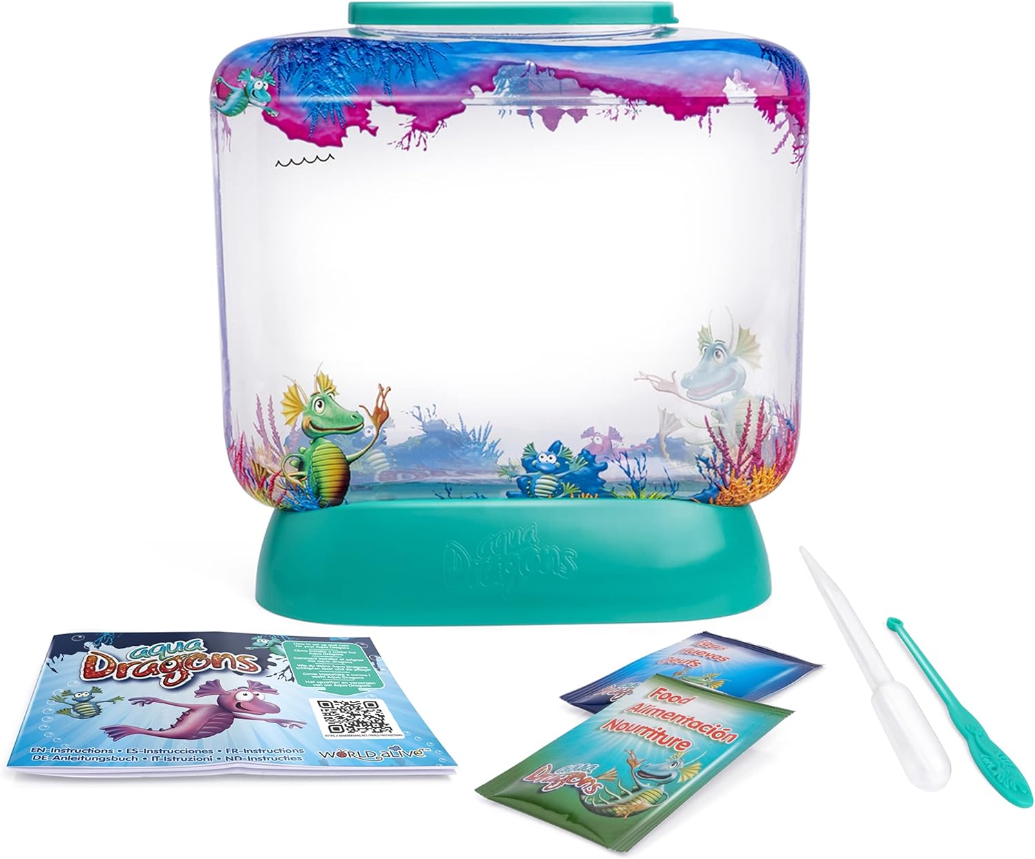Aqua Dragons Underwater World Compact Kit Educational STEM Toy,Aquarium Set,Grow Easy Pet for Kids Comprend un réservoir,de la nourriture,des œufs, une cuillère et une pipette pour nourrir les animaux