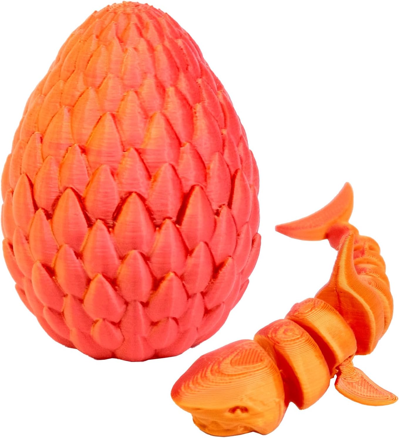 Mritrit Œuf de Requin Articulé, Oeuf de Dragon Imprimé en 3D Shark Jouet et Décoration Maison (8x6 cm, Rouge-Or), Cadeau Créative pour Enfants et Adultes