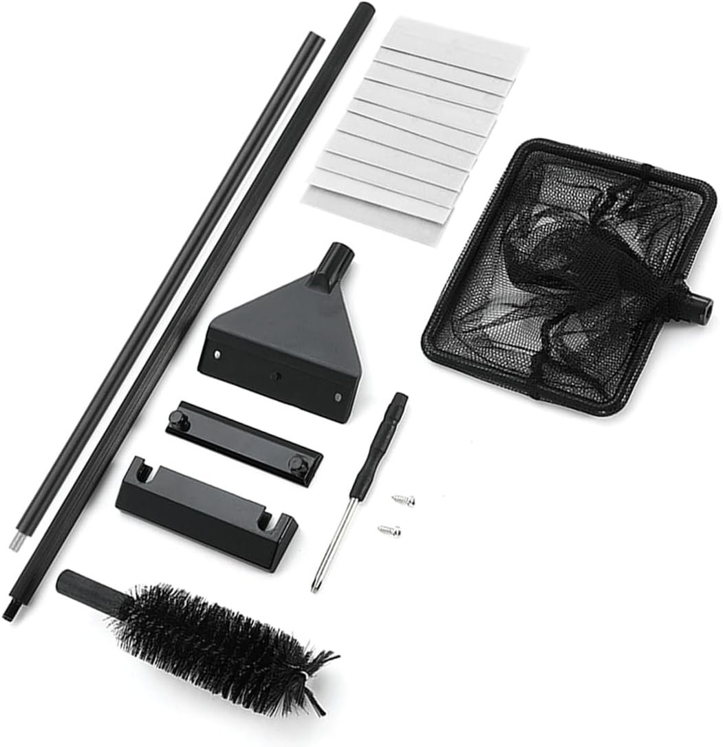 Outils de Nettoyage d'Aquarium, Kit de Nettoyage de Réservoir de Poisson 3 En 1 Avec Grattoir à Algues, Outil de Nettoyage de Filet Pour l'Aquarium