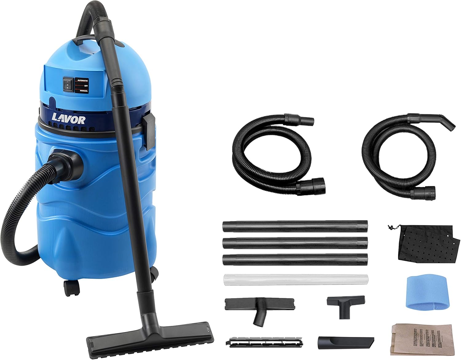 SWIMMY Aspirateur pour piscines, pour nettoyer les sols de tous les types de piscines - 1600 Watt max, 27 kPa, 70 l/s, réservoir 20 litres Bleu Clair