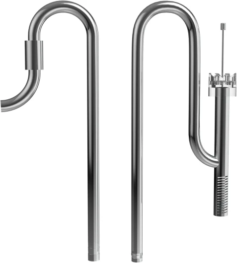 Aquarium Écumeur en Acier Inoxydable Lily Pipes Entrée et Sortie avec Écumeur Rotatif et Tige Réglable pour Filtre d'Aquarium 1/2''(12/16mm) Tubage