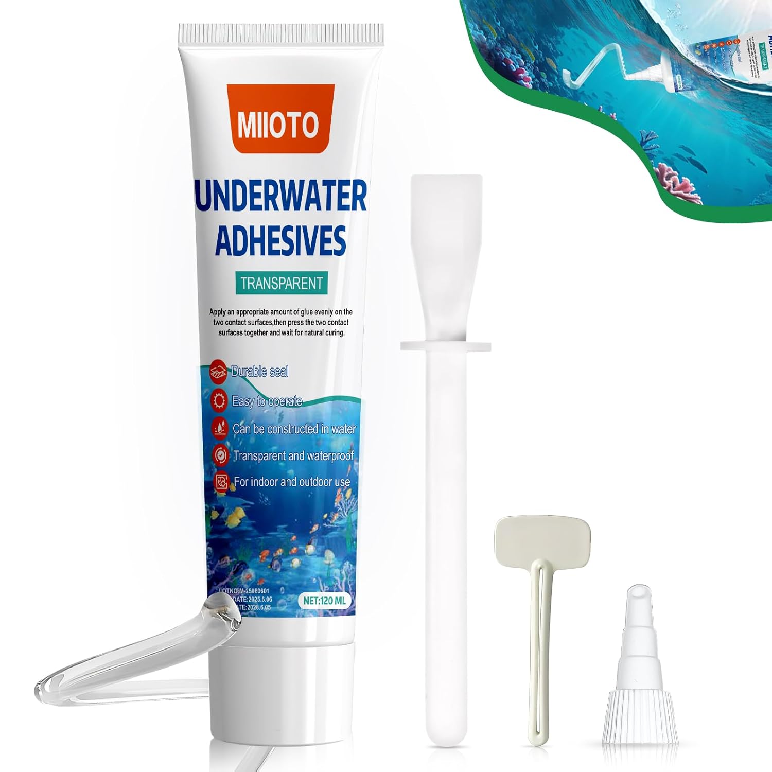 Colle Aquarium, Colle Silicone Transparente, Aquarium Sous L'eau Colle, Silicone Aquarium, Joint Silicone Transparent L'eau pour Bassin, Aquarium et Piscine 120ML