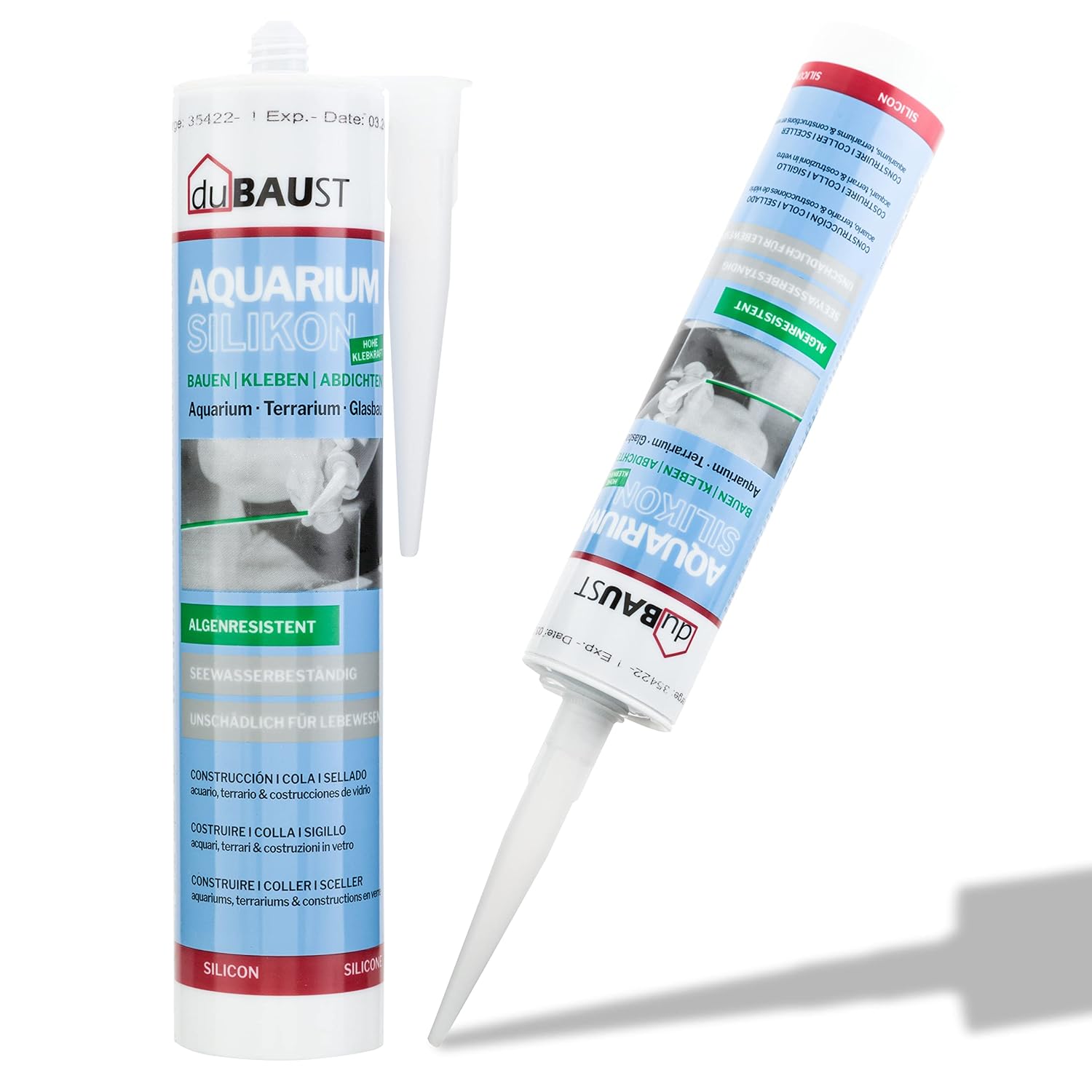 Dubaust SAQ24 Aquarium silicone 310ml pour aquariums d'eau douce et d'eau de mer Constructions en verre pour terrarium Adhésif pour aquarium (Transparent)