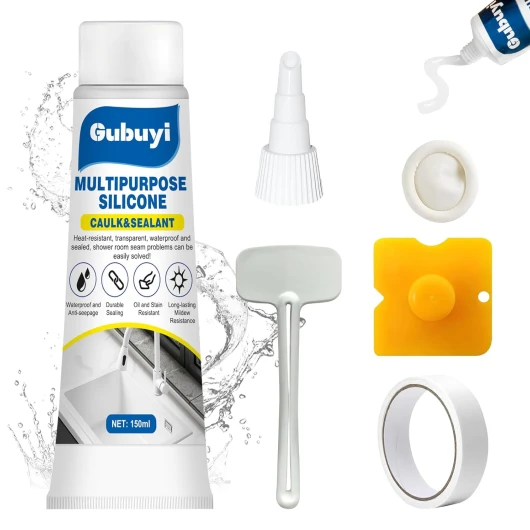 Joint Silicone Transparent, Gubuyi Silicone Salle de Bain, Colle Aquarium, Joint D'étanchéité en Silicone Evier Cuisine, pour Aquariums, Salles de Bains, Cuisines, Piscines-150ml