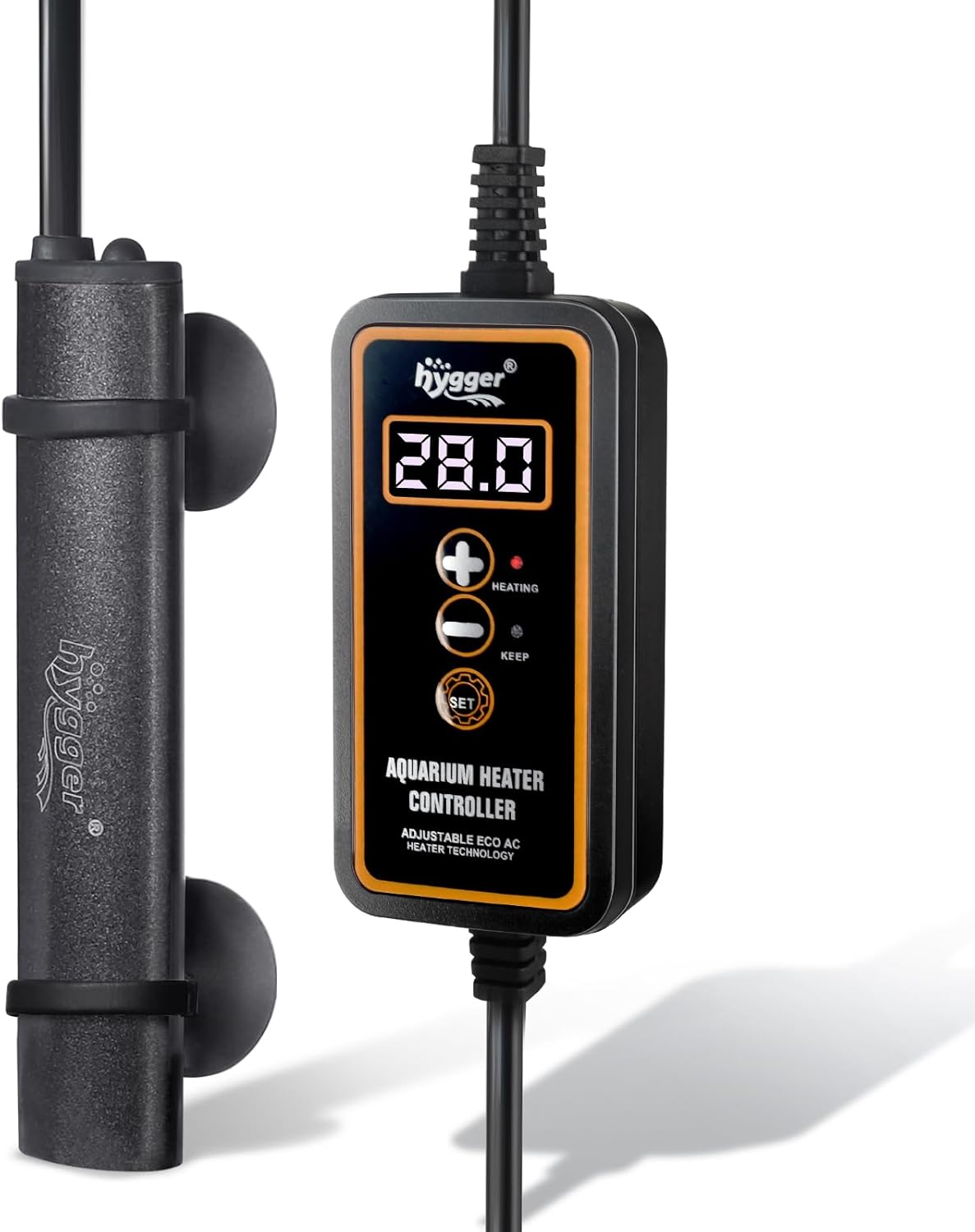 Hygger Mini Chauffage Aquarium, 15W Submersible Betta Chauffages pour Aquarium avec Contrôleur Externe Affichage Numérique, Chauffage Aquarium Tortue Adapté Réservoirs d'eau Douce Jusqu'à 10L 15W up to 10L