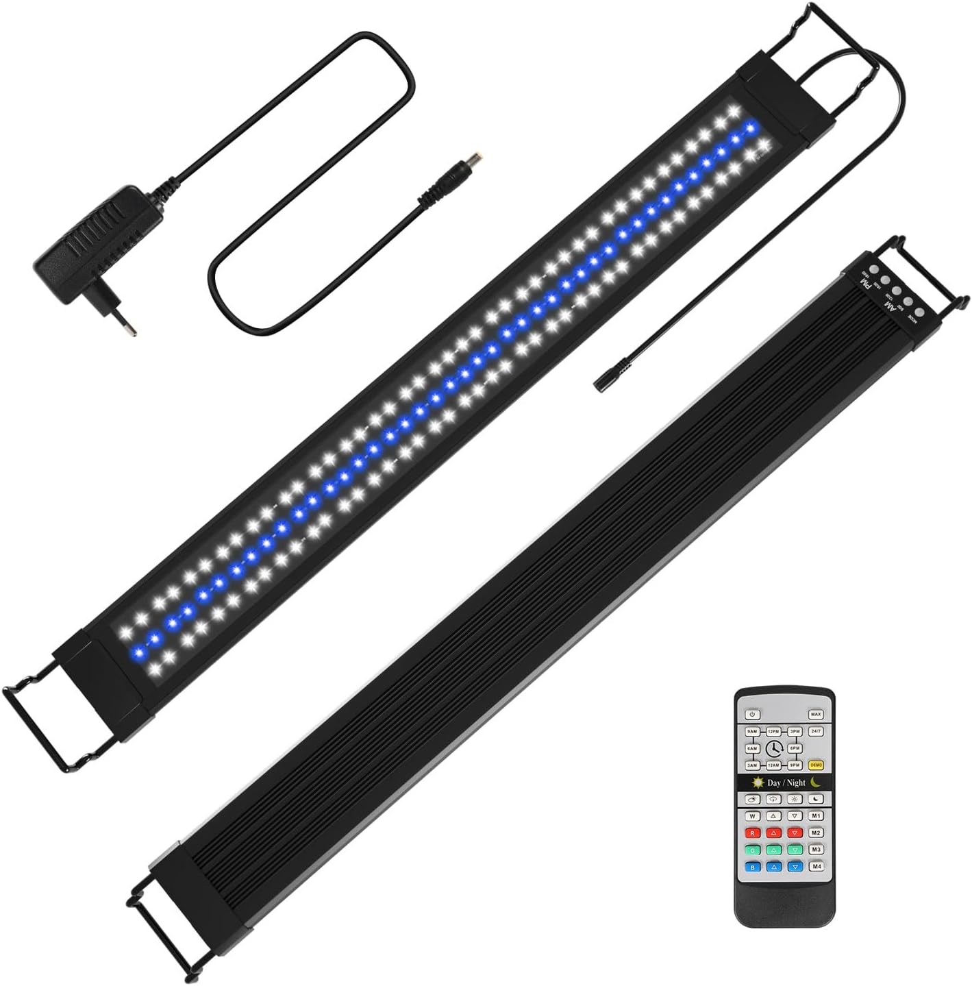 Izrielar 30W LED éclairage d'aquarium, 24/7 mode lampe d'aquarium, 10 niveaux de gradation, pour aquariums d'eau douce de 90-120cm, plusieurs modes climatiques