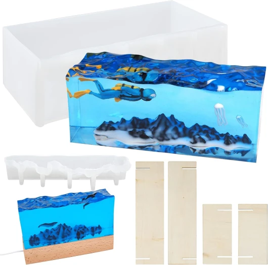 Ensemble de moules miniatures en silicone pour aquarium en résine époxy