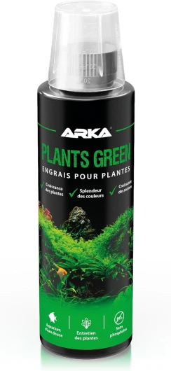 Engrais Plantes Aquarium – ARKA Plants Green 236ML – pour Feuilles Vertes & Racines Fortes – fertilisant Complet avec Fer, vitamines & Oligo-éléments – favorise la Croissance – Dosage Facile