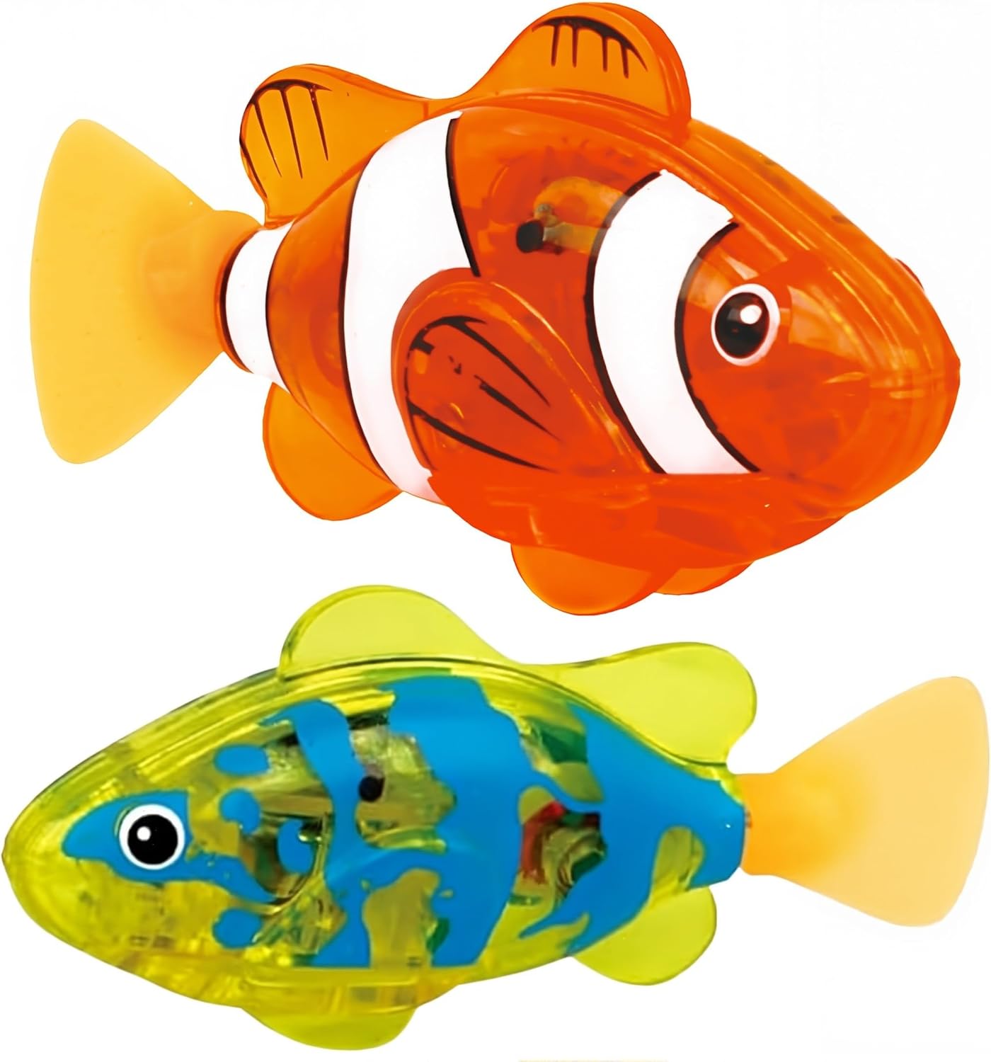 NHQZ 2 Pièces Poisson aquarium,Robo Fish,Jouet de Bain (jaune et orange),B