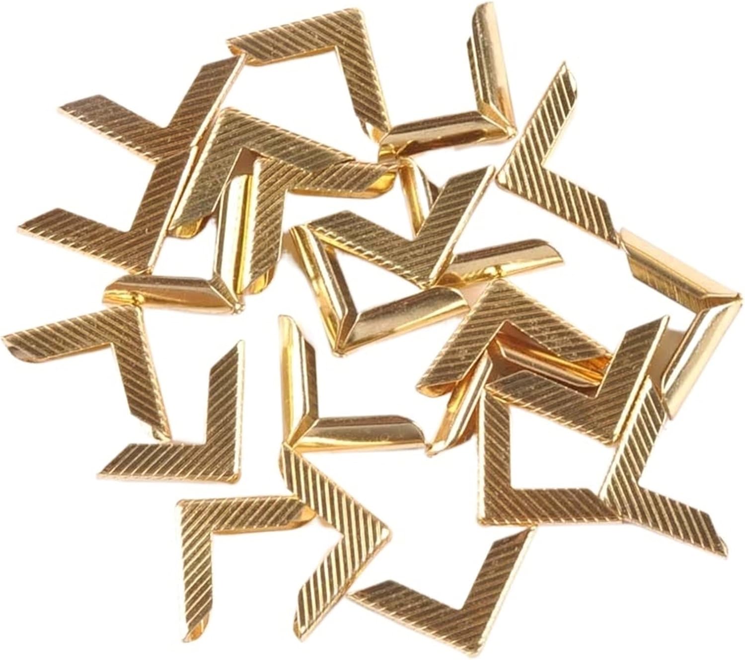 Kirposh Lot de 100 Coins métalliques dorés rayés for Livres, Scrapbooking, Albums Photo, menus, Loisirs créatifs 17x17x3mm Gold