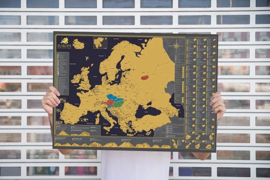 Poster mural à gratter de la carte de l'Europe - Magnifique carte (A1) de luxe - Cadeau de voyage parfait - 84.1 cm x 59.4 cm