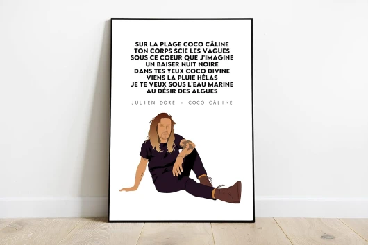 Générique Julien Doré - Affiche minimaliste - Poster - Impression (Coco câline, 11 * 15cm)