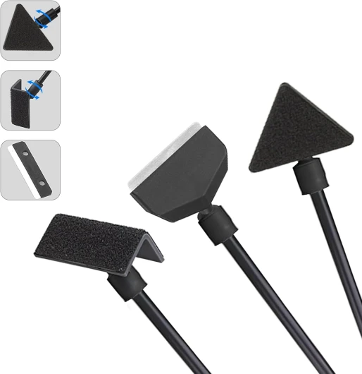 WOLMIK Kit de nettoyage pour aquarium – Kit d'outils de nettoyage 3 en 1 avec tige amovible de 35,6 cm, ensemble d'outils de nettoyage d'aquarium, grattoir à algues avec lame de rechange, brosse plate Noir 3 in 1