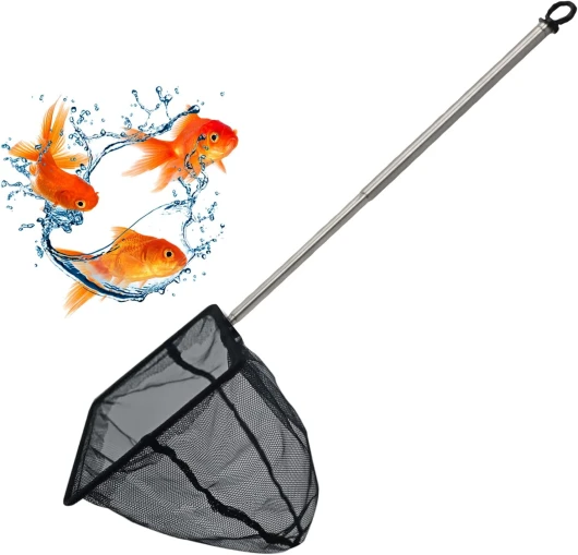 Dokeno Filet pour la pêche en Aquarium Filets de Pêche Réglable avec 21-40cm Longue Poignée Extensible Épuisette pour Poissons Mini Télescopique pour Aquariums Bassins Réservoir de Poissons, 7X 7cm