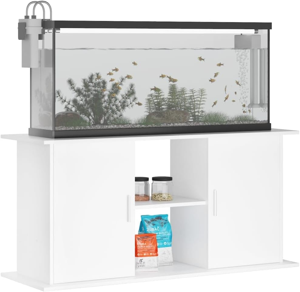 Support pour Aquarium 121x41x58 cm Bois D'ingénierie, Meuble de Base avec 2 Portes et Compartiments pour Aquarium, Table D'aquarium pour Réservoir de Poisson