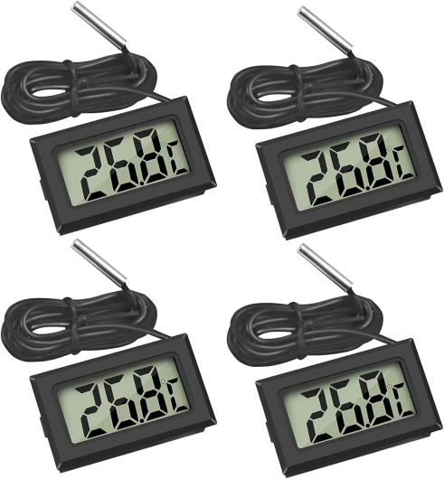 Mini Thermomètre Numérique avec Sonde Externe Imperméable pour Réfrigérateur Congélateur Aquarium 4 Pièces 4 X Noir