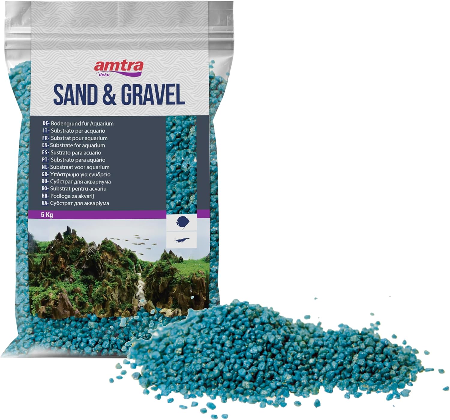 WAVE Gravier Quartz Ceramisé pour Aquariophilie Turquoise, 5 kg