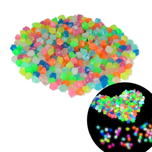 300 Pierres Lumineuses, Cailloux Fluorescents, Pierres Décoration, Aquarium Lumineux Coloré, Gravier de décoration pour Jardin Extérieur Aquarium Passerelles Piscine Chemin (Coloré)