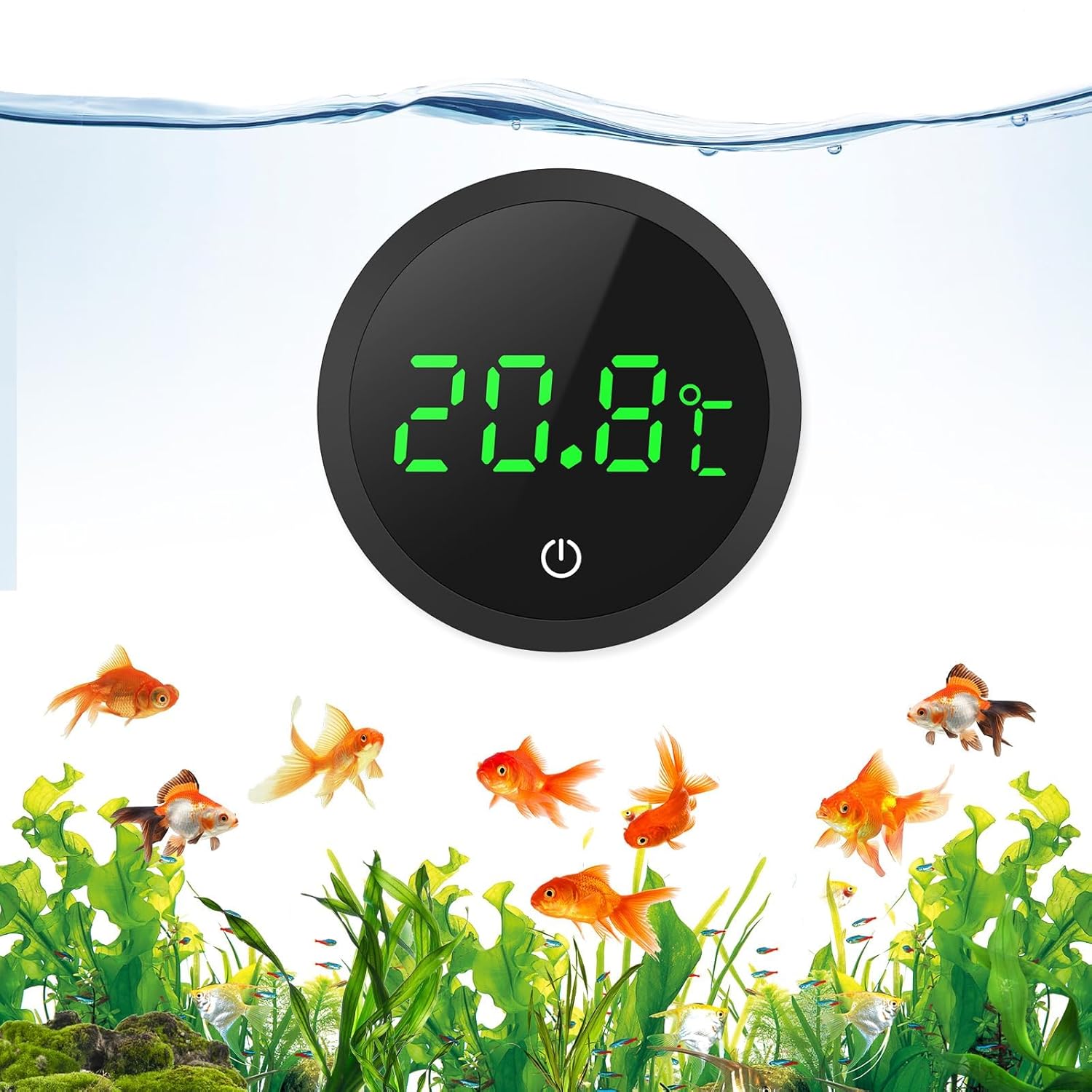 Thermomètre d'Aquarium, Thermomètre LCD Numérique d'Aquarium Haute Précision 0,1 ℃ avec Boutons Tactiles, Batterie Remplaçable pour Aquarium à Tortues et Aquarium en Verre Tropical - Noir 1PC Noir