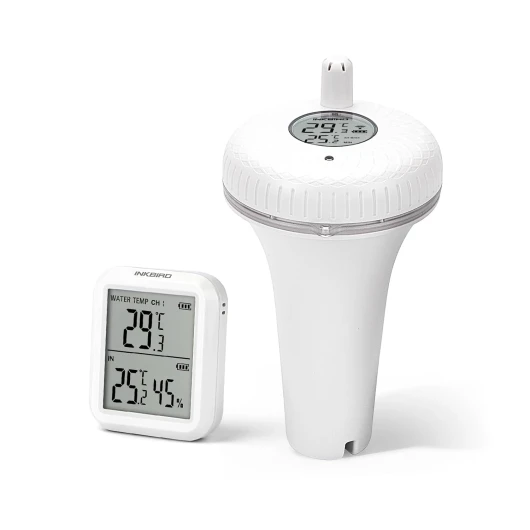 Thermomètre Piscine Flottant sans Fil Radio avec Récepteur, Thermometre de Température d'eau Lecture Précise pour Spa,Aquarium,Étang à Poissons