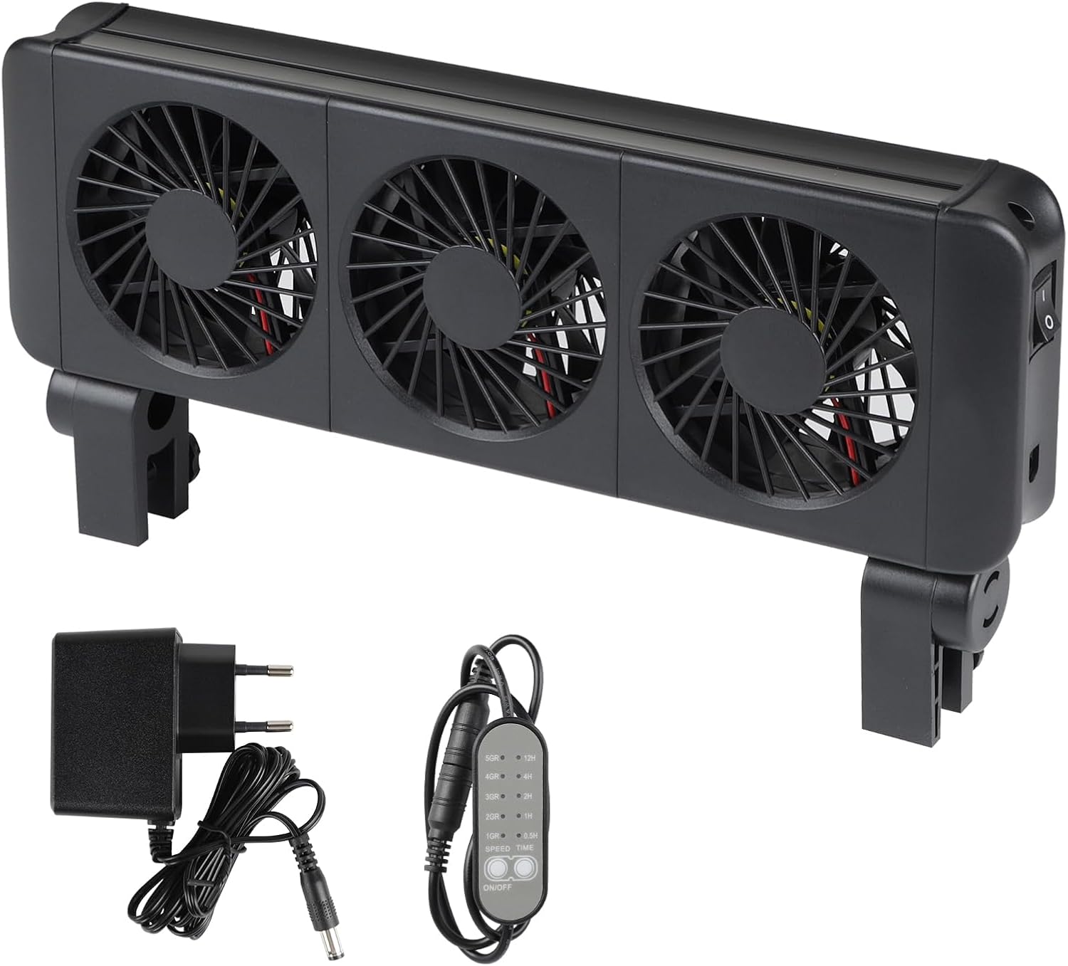 Efuturetime Ventilateur Aquarium 9W, 5 Vitesses Réglables, Faible Bruit, Ventilation à Pince avec Minuterie pour Aquarium de 60cm, 3 Têtes