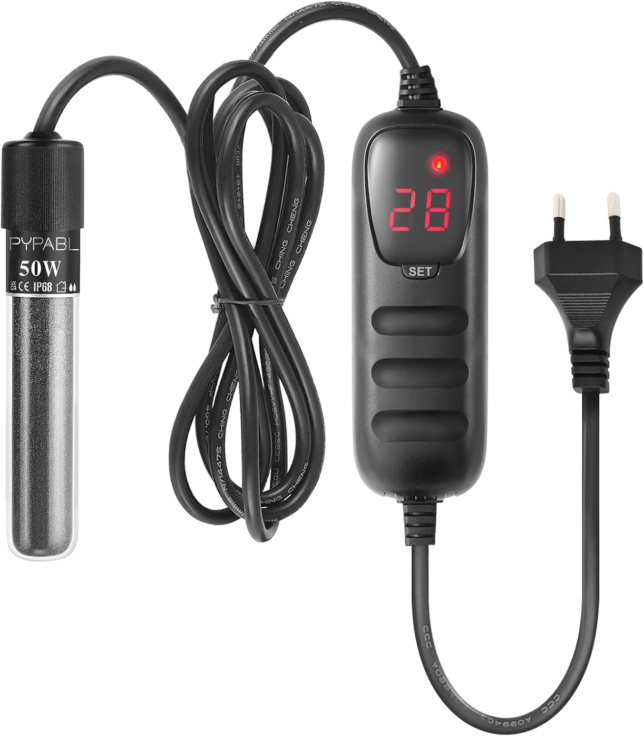 Chauffage Submersible pour Aquarium, 25W 50W 100W 300W Mini Chauffage d'Aquarium avec Régulateur de Température Externe, pour Chauffage d'Aquarium de Poissons et de Tortues 3-300L