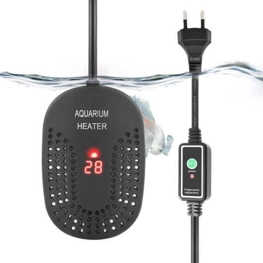 Mini Chauffage pour Aquarium 50W 100W, Chauffage Réglable pour Aquarium avec Contrôleur de Température Externe, Chauffage Incassable pour Poissons et Tortues, Eau Douce et Eau Salée (100W)