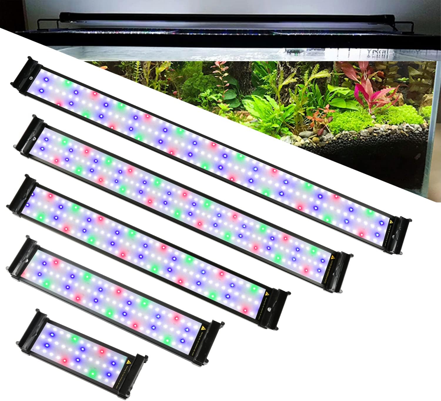 Izrielar Eclairage LED d'aquarium 18W, lampe LED d'aquarium RVB avec minuterie, réglable, lumière LED d'aquarium avec support ajustable pour aquarium 45cm-70cm réservoir de poissons plante 18W, pour 45-70cm