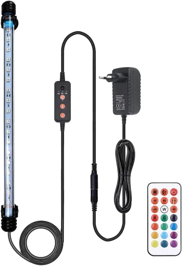 VARMHUS Éclairage LED Aquarium Lampe，Fish Tank Lighting avec télécommande et minuterie Auto Turn On/Off Custom Ajuste 13 couleurs et luminosité(RGB 37cm)