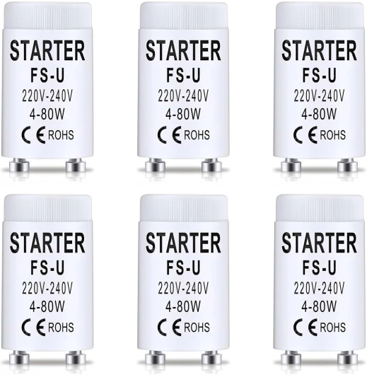 6 Pack Starter Tube Fluorescent FS-U 4-80W 220-240V Starter Tube Neon Remplacement Démarreur de Lampe pour Tubes Lampes Lumière Fluorescentes Commutation pour Lampes UVC D'aquarium Lampes au Néon