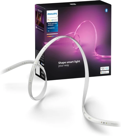 White and Color Ambiance 5 mètres (1 pack) - Kit ruban LED Lightstrip 5m pour l'intérieur - Bande led Philips Hue avec Hue App - Fonctionne avec Alexa, Google Assistant et Apple HomeKit