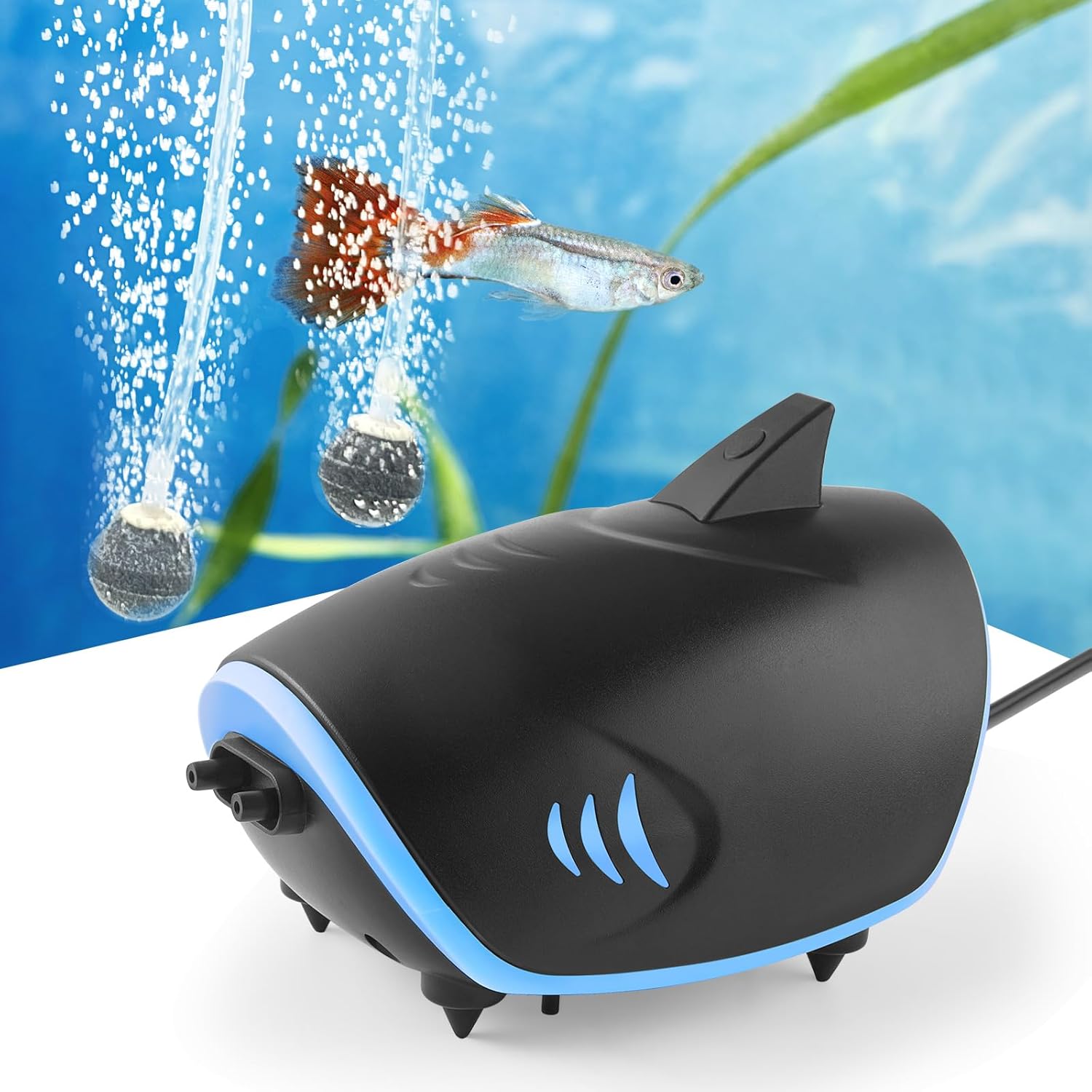 Pompe à Air pour Aquarium 3W, Pompe à Oxygène Silencieux pour Aquarium 5L/Min, Aérateur d'Aquarium Ajustable pour Réservoir Jusqu'à 400l