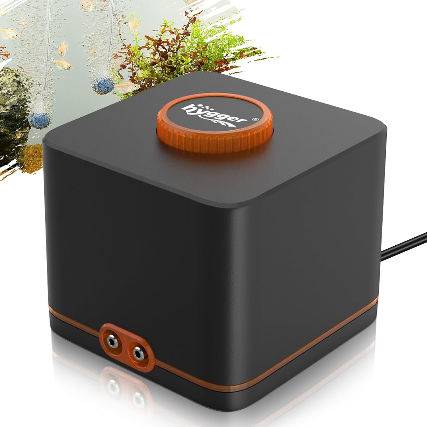 Hygger Pompe à Air Aquarium, 7W Pompe à Air Aquarium Très Silencieuse Réglable Pompe à Oxygène pour Bol de Poisson de 2200 litres avec Tuyau Air, Pierre à Air Et Valve Anti Retour 7W up to 2200L