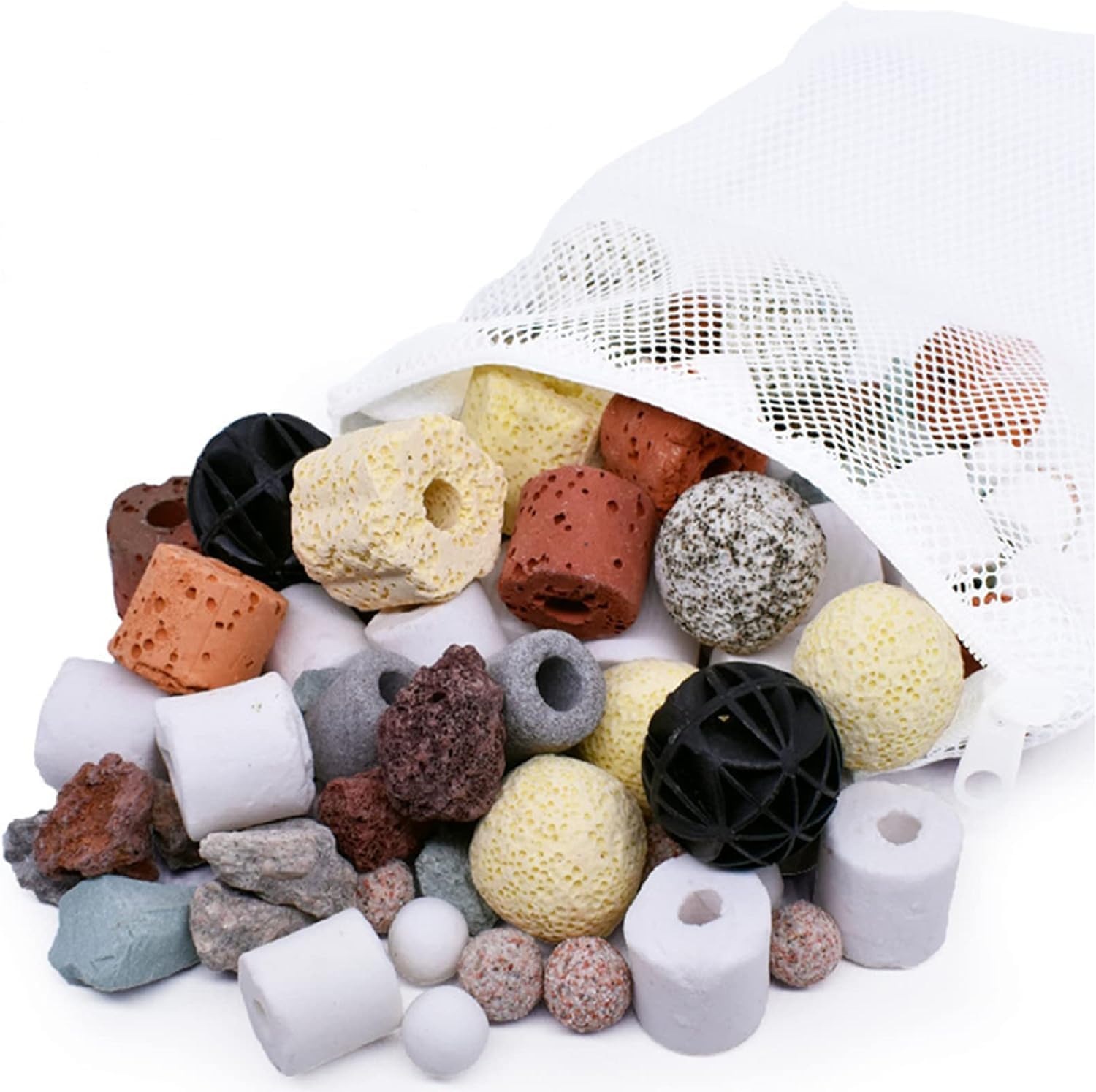 MUYYIKA Filtre d'aquarium - Accessoires pour filtre d'aquarium - Anneaux en céramique - Médium filtrant biologique - Anneaux en céramique - Perles biochimiques poreuses - 800 g 800g 12 et 1