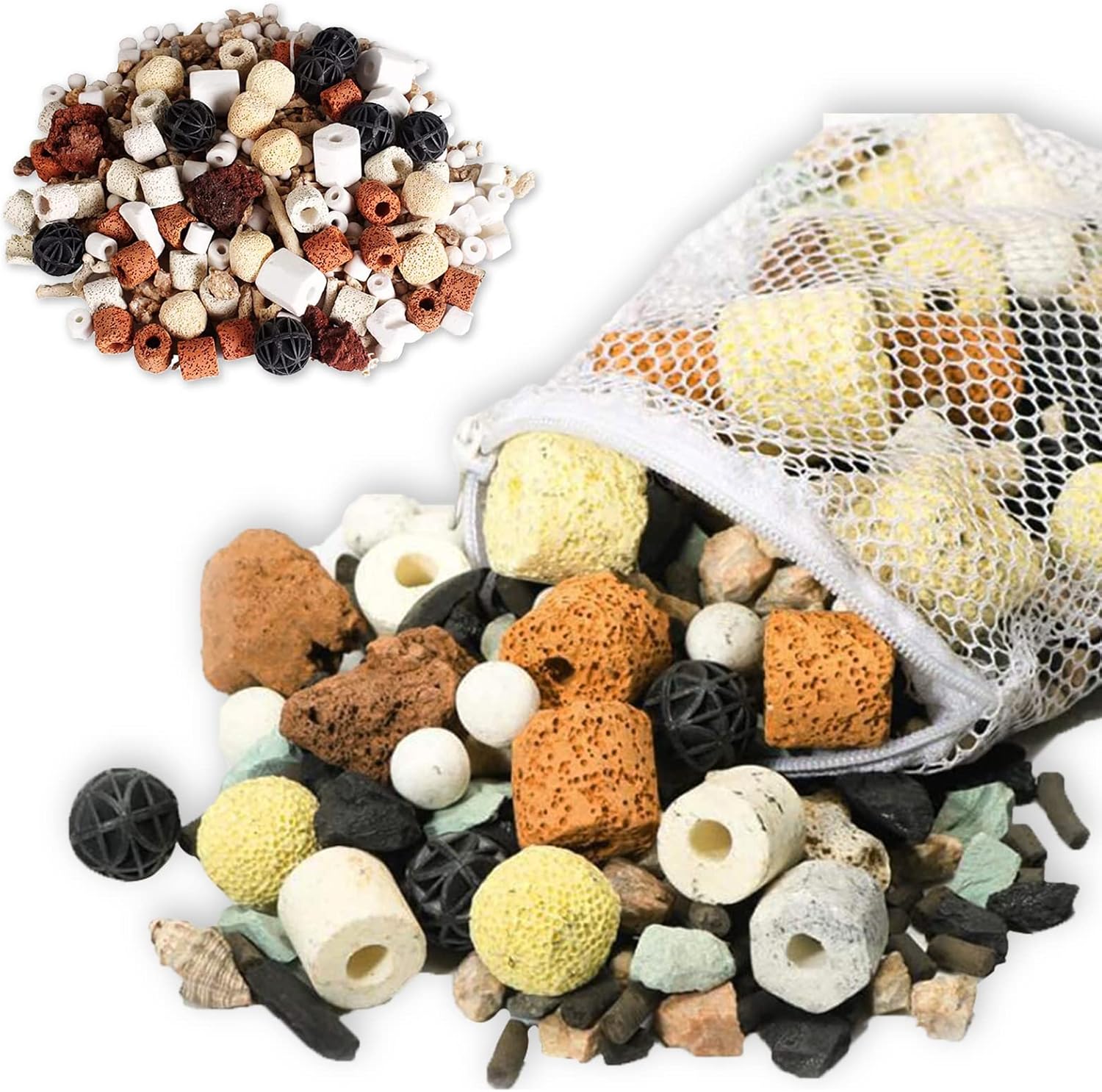 GZcaiyun 500g Masse Filtrante Aquarium, 12 en 1 Accessoires pour Filtre D'aquarium, Média de Filtration Biologique Ceramique pour Aquarium Fish Tank Réservoir