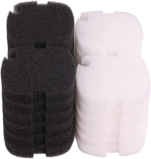 INGVIEE Compatible 12x Mousse Filtrante Biologique et 12x Ouate Synthétique pour Tetratec Tetra EX400 EX500 EX600 EX700 EX800 EX1000 12x Blanc, 12x Noir