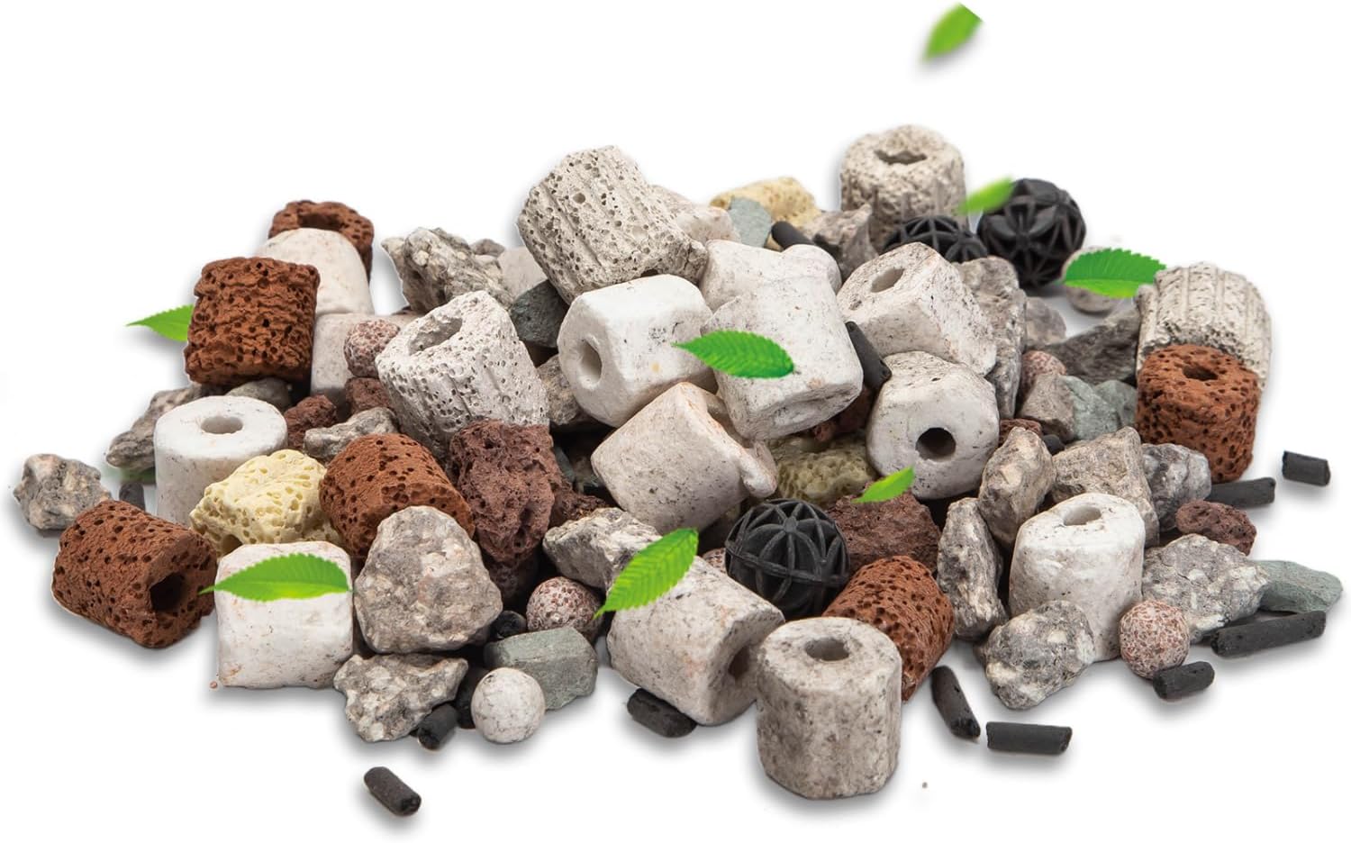 12 en 1 Matériau pour Filtre d'Aquarium, Anneau en Céramique, Filtre Poreux, Filtre Biologique pour Aquariums et Bassins à Poissons (500g)