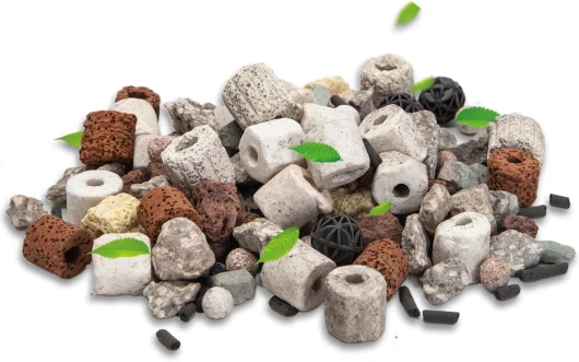 12 en 1 Matériau pour Filtre d'Aquarium, Anneau en Céramique, Filtre Poreux, Filtre Biologique pour Aquariums et Bassins à Poissons (500g)
