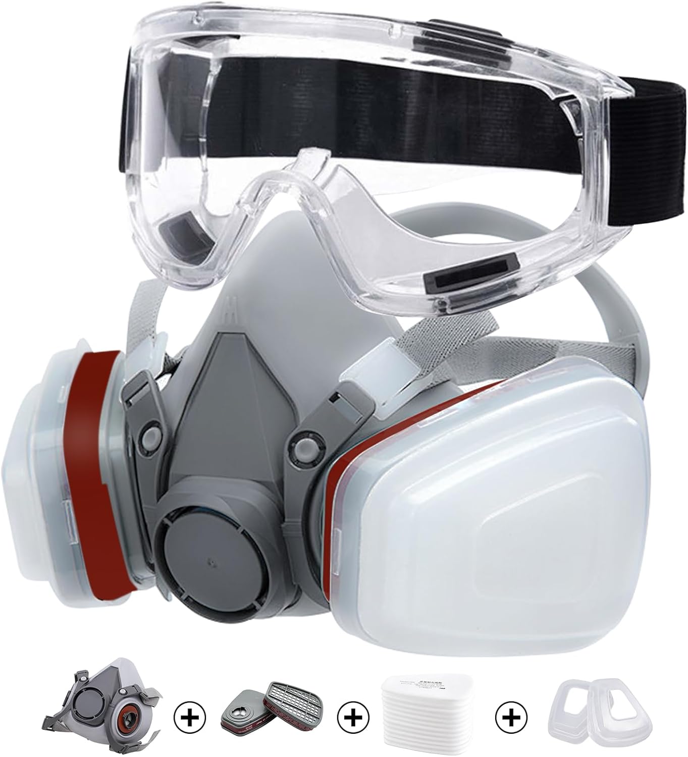 Masques Protection 18 in 1, Masques Peinture, Réutilisable Avec Filtre Anti Poussière,Masque a Gaz Respiratoire avec Filtre pour Pulvérisation,Peinture,Travaux, Produits Chimiques,Bricolage,Ponçage