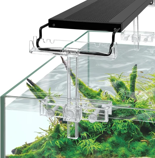 Driamor Lot de 2 supports de lumière d'aquarium en longueur réglable pour lampe d'aquarium, kit de suspension, support de lumière LED en acrylique transparent 11,4 x 14 cm Holder