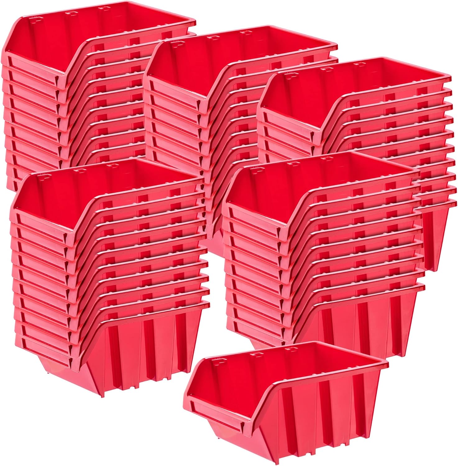 Boîtes de Rangement Murales, Boîtes Empilables en Plastique pour Organiser Vos Outils, Bacs à Bec pour Garage (Lot de 50 : Rouge, 115 x 80 mm) 115x80mm Rouge (Lot de 50)
