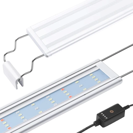 Rampe LED Aquarium à Spectre Complet, 30-60cm Lumière Classique pour Aquarium avec Minuterie, Lumière pour Plantes Aquarium avec Supports Extensibles Stables (40-60cm)