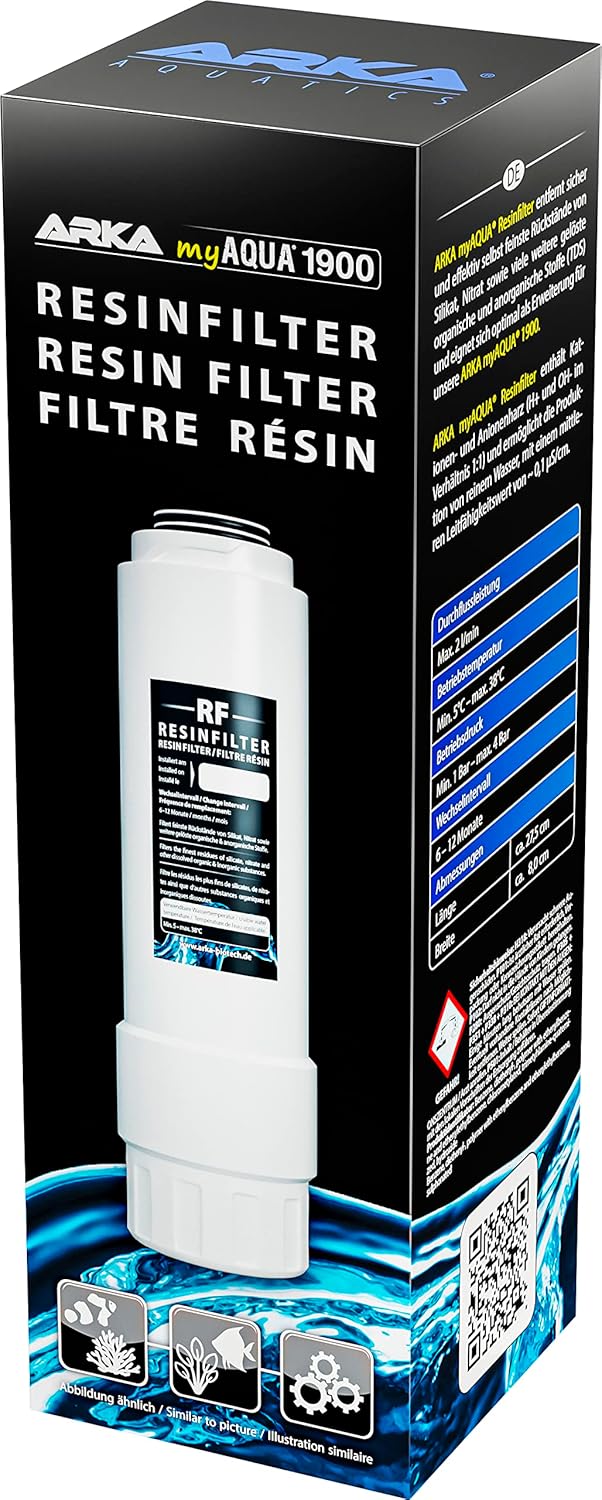 ARKA myAQUA 1900 Resinfilter - Filtre à Eau purifiée Haute Performance, idéal pour Les Aquariums d'eau de mer et d'eau Douce, élimine efficacement Les silicates et Les nitrates - Filtre en résine