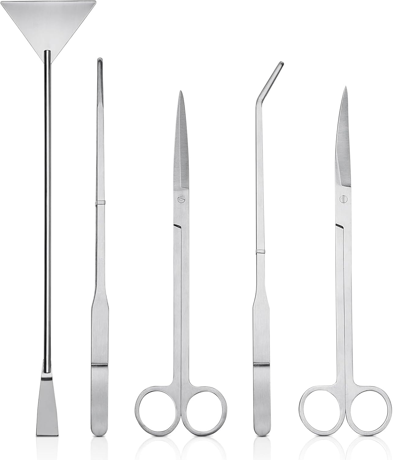 Outil Aquarium 5 Pièces en Acier Inoxydable, Kits pour Aquariophile Débutant, Entretien Aquarium avec Plante (2 Ciseaux, 2 Pinces, 1 Pelle)