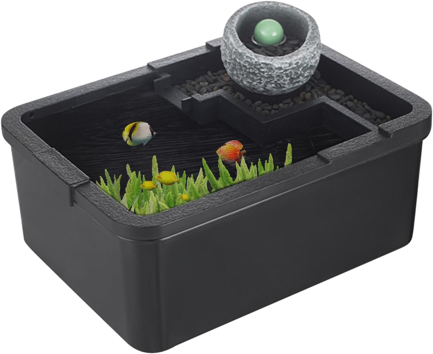 Petit Aquarium avec Filtre Et Éclairage Intégrés - Aquarium De Bureau Design,Système Hydroponique avec Pompe USB et Éclairage Intégré pour Crevettes, Méduses et Décor de Bureau Noir