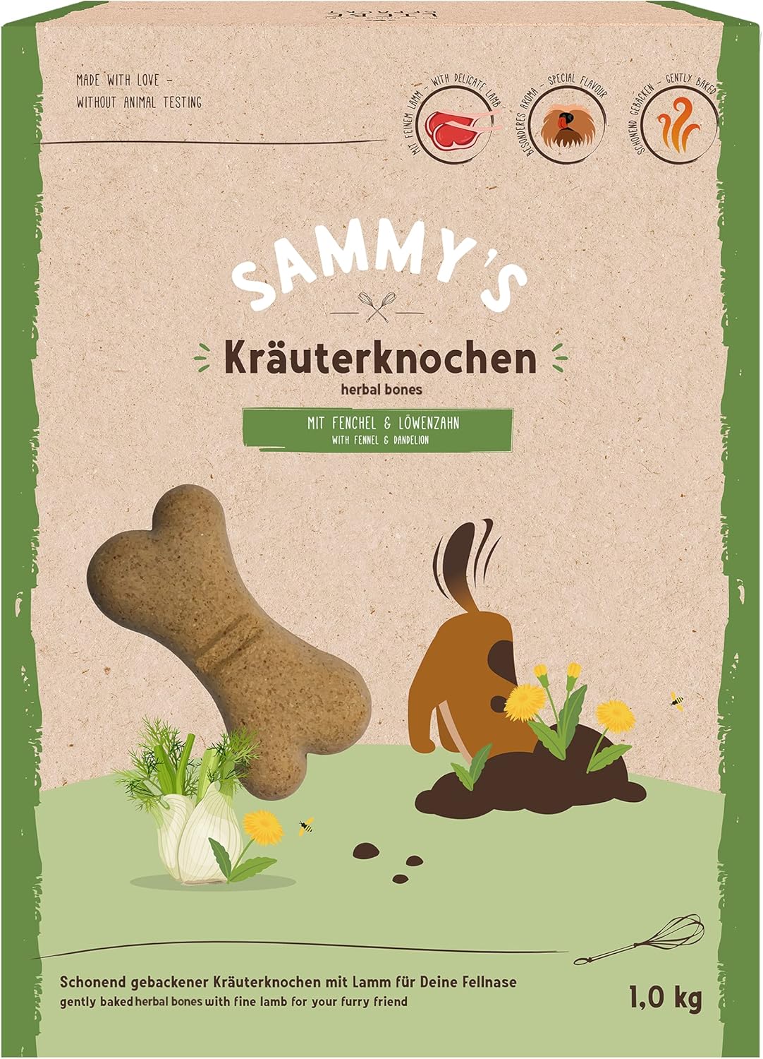 Sammy´s Os aux Herbes - Friandises pour Chien cuites doucement - os aux Herbes avec Agneau Fin - 1 kg Os aux herbes 1 kg (Lot de 1)