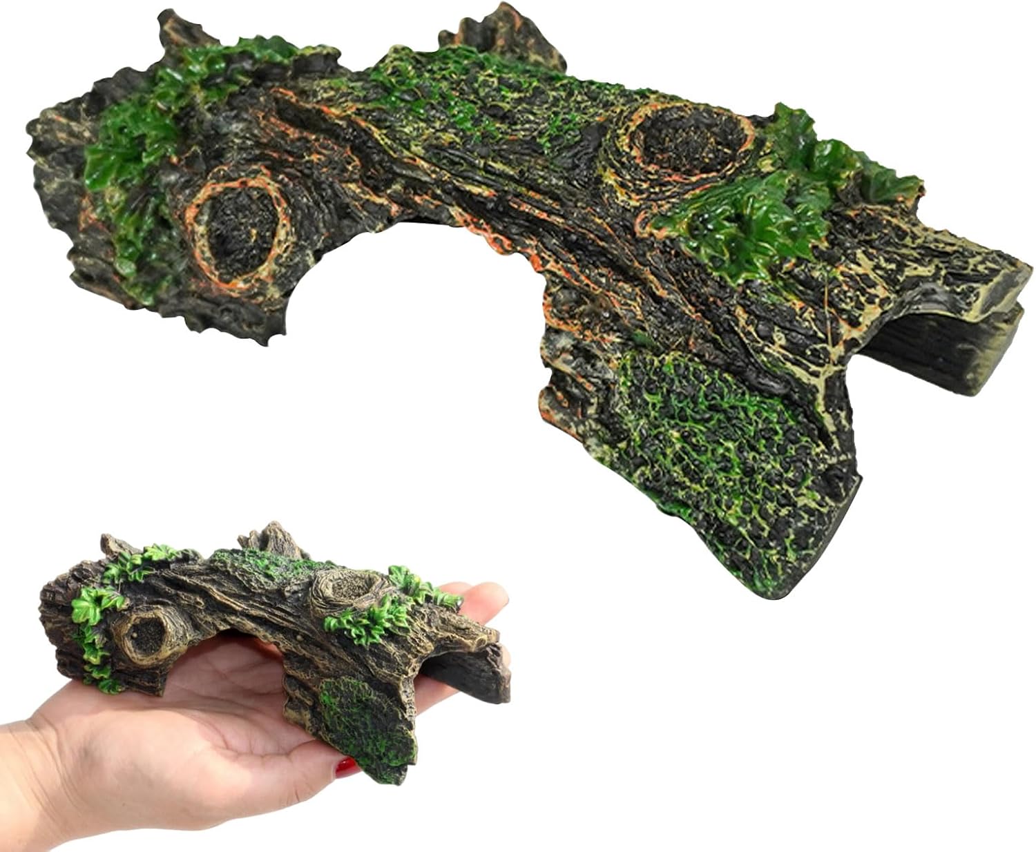 Gotetiso Décoration d'Aquarium Grotte Décorative pour Aquarium Résine pour Décoration Fish Tank Déco d’Aquarium Ornement Cachette Aquarium Tronc d’Arbre Accessoires d'Aquarium pour Accueil Jardin