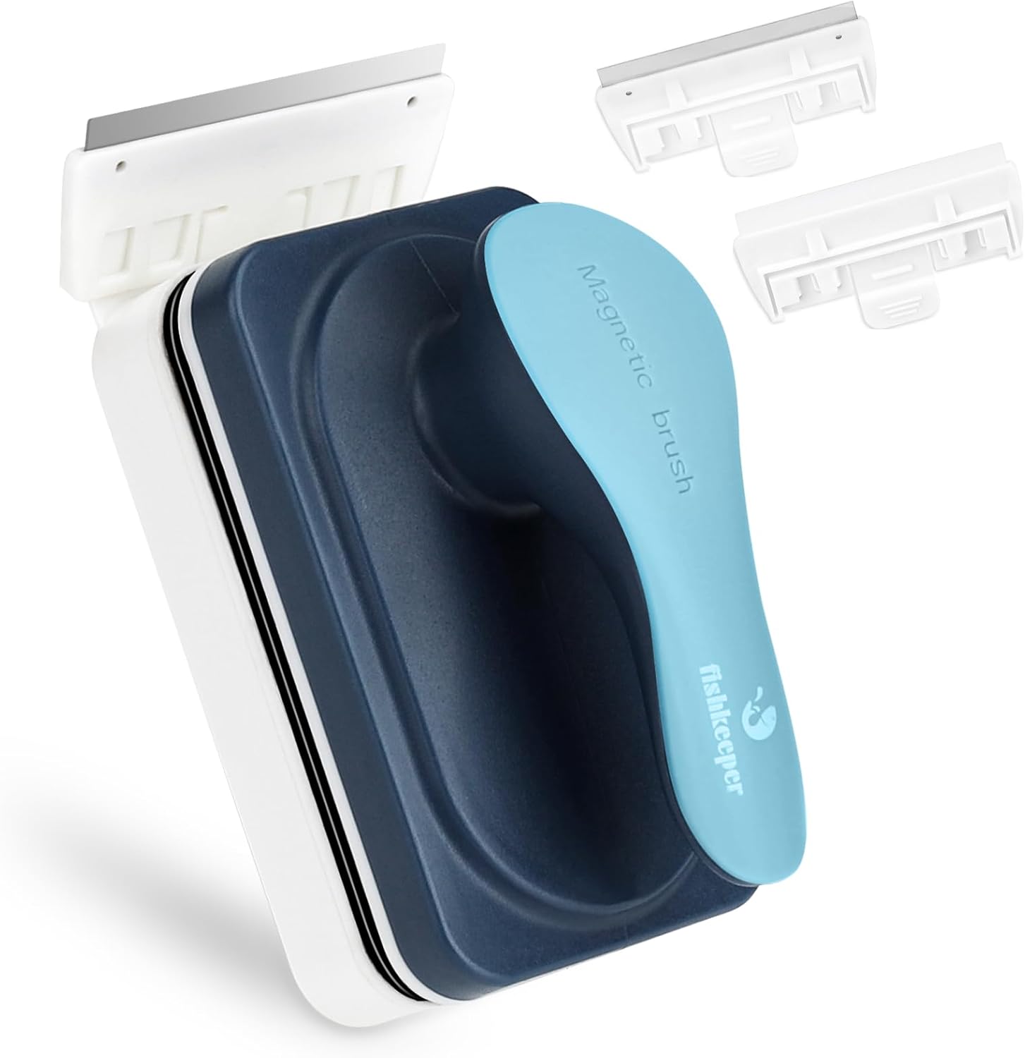 Fishkeeper Brosse magnétique pour Aquarium Nettoyage du Verre de l'aquarium avec grattoir, Brosse à Verre pour réservoir à Poissons（S）