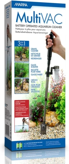Marina Nettoyeur d'aquarium 3 en 1 Multi-Vac à piles, noir