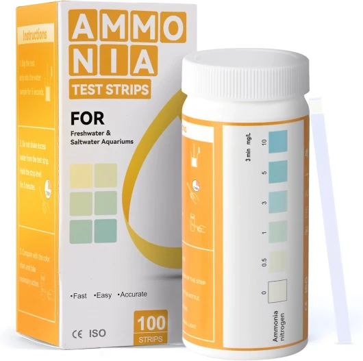 Bandelettes de Test d'Ammoniac pour Aquarium, Kit de Test d'eau pour Aquarium d'eau Douce 50